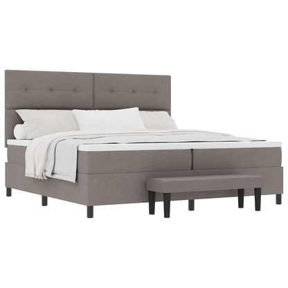 Box Spring Seng Med Madras Gråbrun 200 X 200 Cm Stof