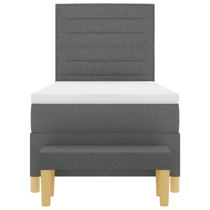 Box Spring Seng Med Madras Mørkegrå 90 X 200 Cm Stof
