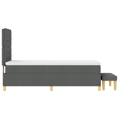 Box Spring Seng Med Madras Mørkegrå 90 X 200 Cm Stof
