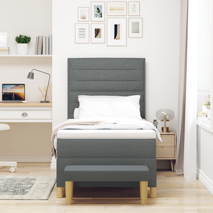 Box Spring Seng Med Madras Mørkegrå 90 X 200 Cm Stof