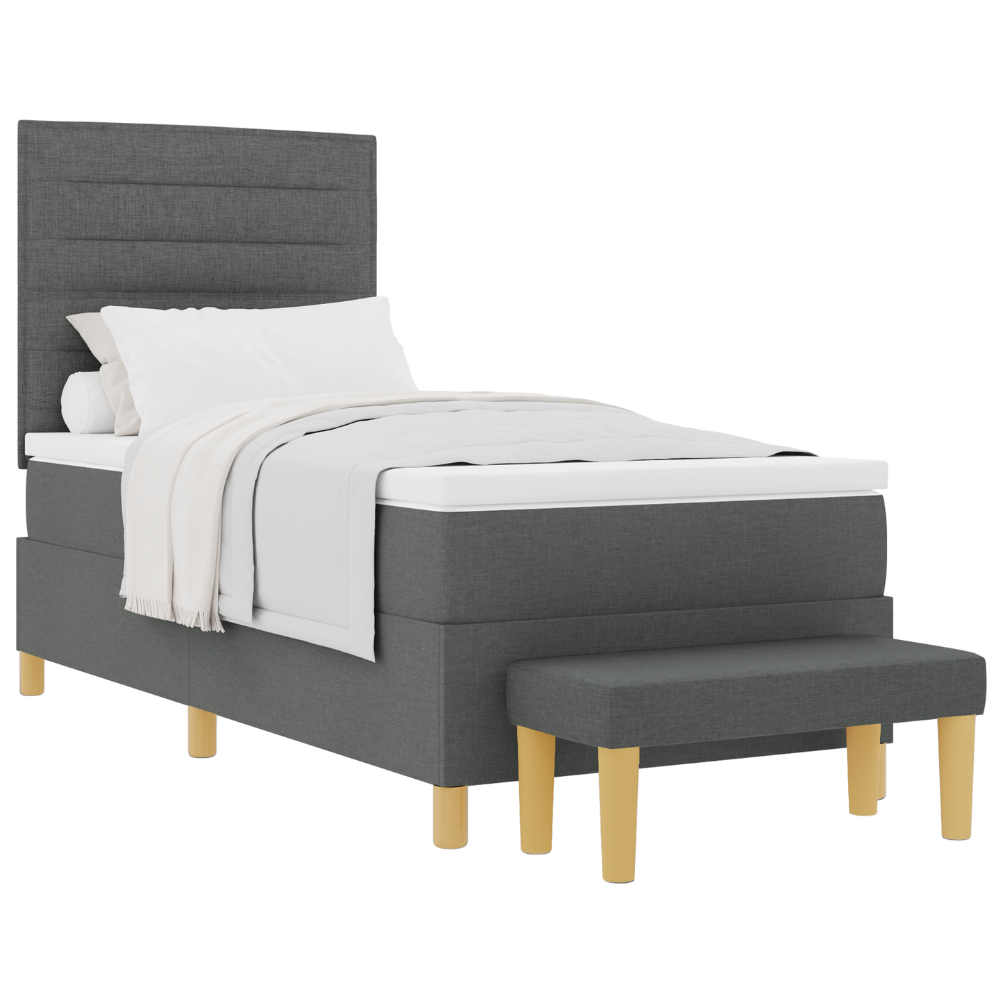 Box Spring Seng Med Madras Mørkegrå 90 X 200 Cm Stof