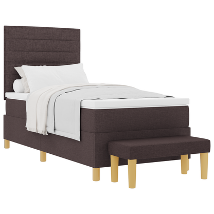 Box Spring Seng Med Madras Mørk Brun 90 X 200 Cm Stof