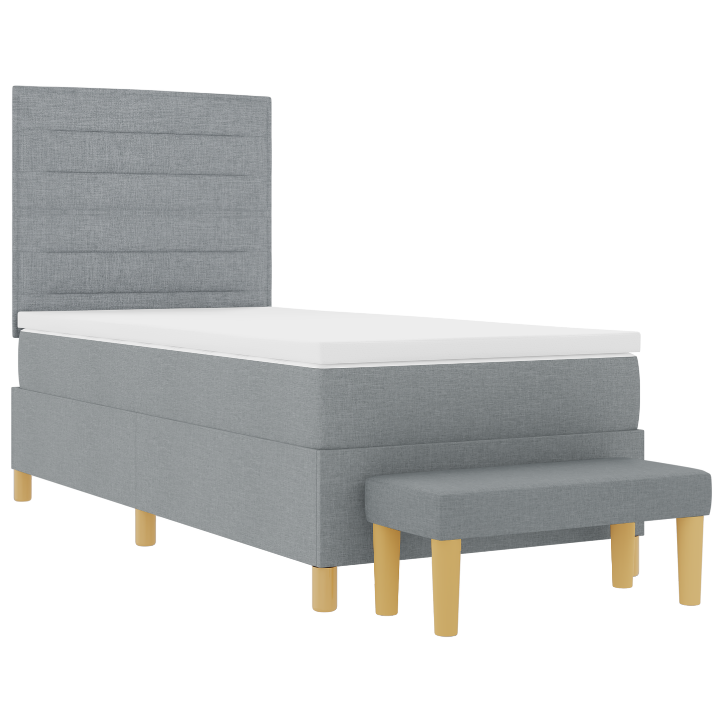 Box Spring Seng Med Madras Lysegrå 100 X 200 Cm Stof