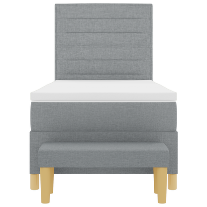 Box Spring Seng Med Madras Lysegrå 100 X 200 Cm Stof