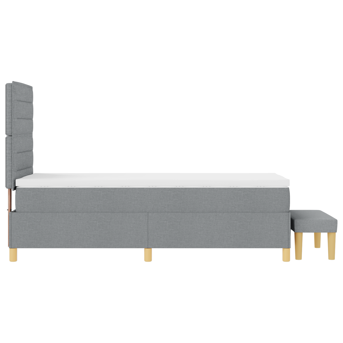 Box Spring Seng Med Madras Lysegrå 100 X 200 Cm Stof