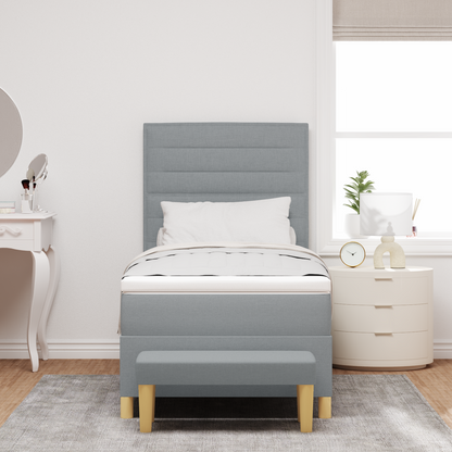 Box Spring Seng Med Madras Lysegrå 100 X 200 Cm Stof