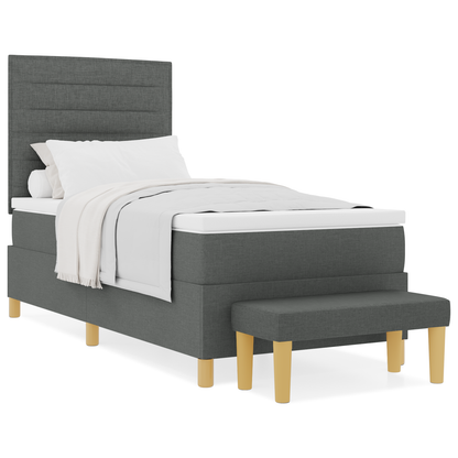 Box Spring Seng Med Madras Mørkegrå 100 X 200 Cm Stof