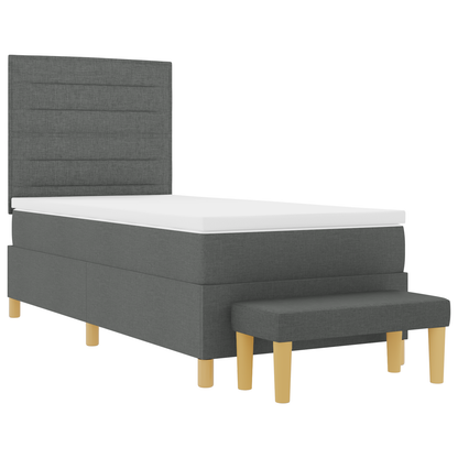 Box Spring Seng Med Madras Mørkegrå 100 X 200 Cm Stof