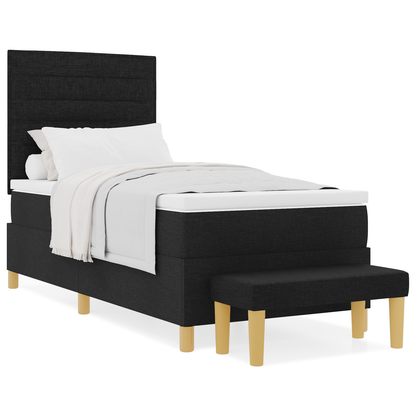 Box Spring Seng Med Madras Sort 100 X 200 Cm Stof