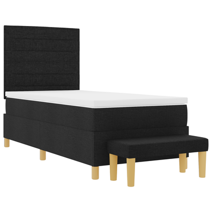 Box Spring Seng Med Madras Sort 100 X 200 Cm Stof