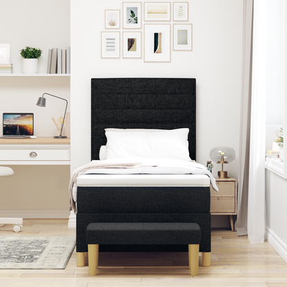 Box Spring Seng Med Madras Sort 100 X 200 Cm Stof