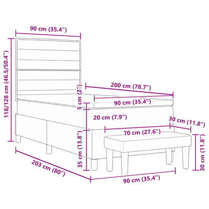 Box Spring Seng Med Madras Sort 100 X 200 Cm Stof