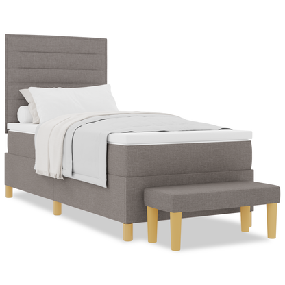 Box Spring Seng Med Madras Gråbrun 100 X 200 Cm Stof
