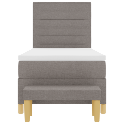 Box Spring Seng Med Madras Gråbrun 100 X 200 Cm Stof