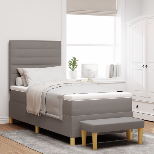 Box Spring Seng Med Madras Gråbrun 100 X 200 Cm Stof