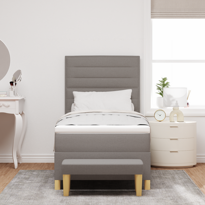 Box Spring Seng Med Madras Gråbrun 100 X 200 Cm Stof