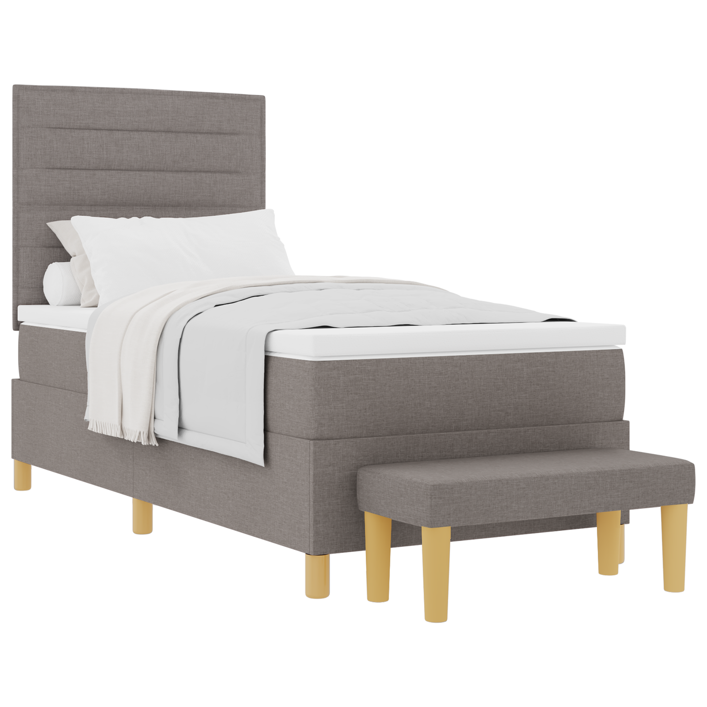 Box Spring Seng Med Madras Gråbrun 100 X 200 Cm Stof