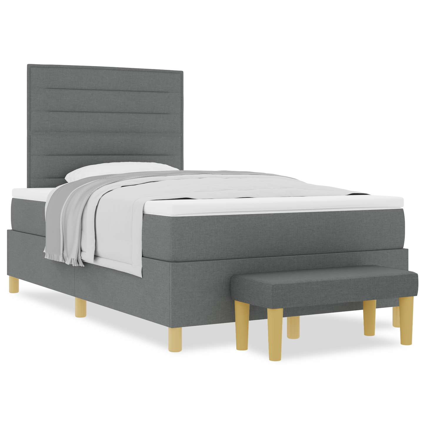 Box Spring Seng Med Madras Mørkegrå 120 X 200 Cm Stof