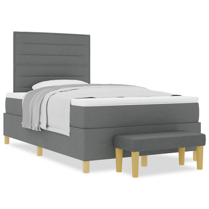 Box Spring Seng Med Madras Mørkegrå 120 X 200 Cm Stof