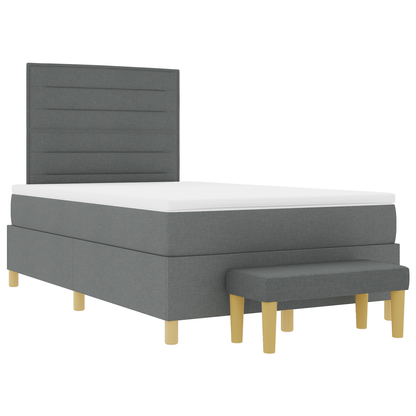 Box Spring Seng Med Madras Mørkegrå 120 X 200 Cm Stof