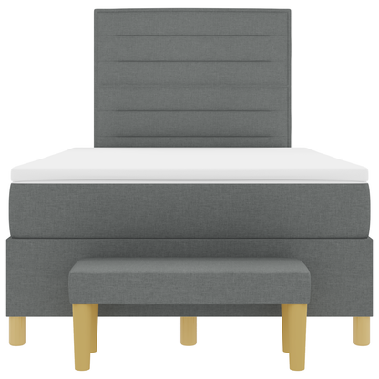 Box Spring Seng Med Madras Mørkegrå 120 X 200 Cm Stof