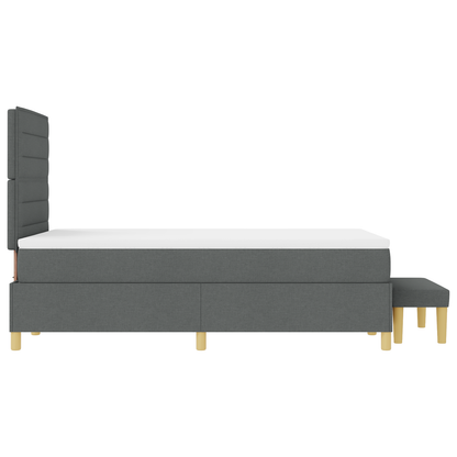Box Spring Seng Med Madras Mørkegrå 120 X 200 Cm Stof