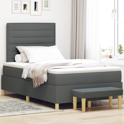 Box Spring Seng Med Madras Mørkegrå 120 X 200 Cm Stof
