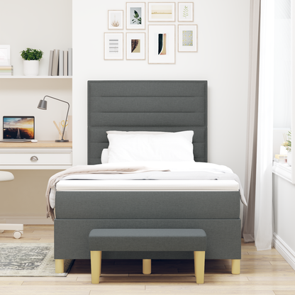 Box Spring Seng Med Madras Mørkegrå 120 X 200 Cm Stof