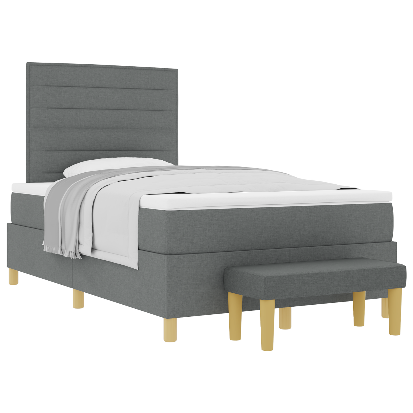 Box Spring Seng Med Madras Mørkegrå 120 X 200 Cm Stof