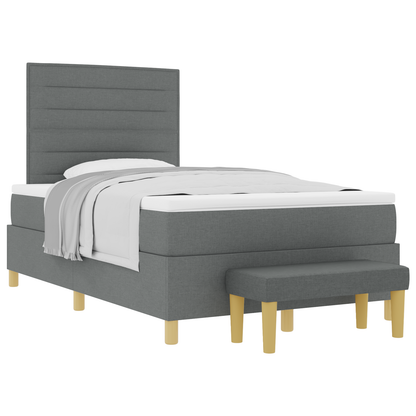 Box Spring Seng Med Madras Mørkegrå 120 X 200 Cm Stof