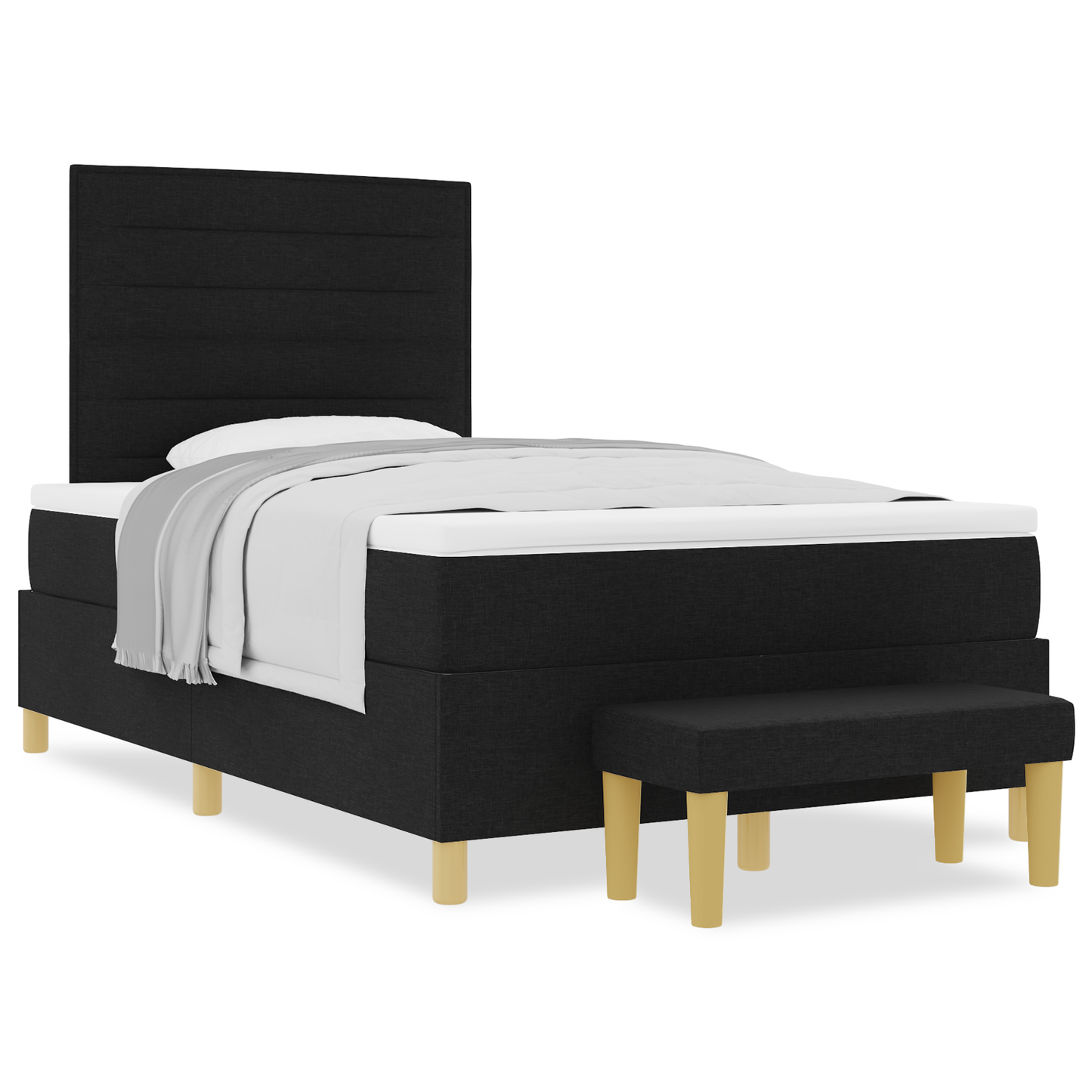 Box Spring Seng Med Madras Sort 120 X 200 Cm Stof