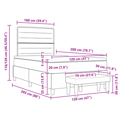 Box Spring Seng Med Madras Sort 120 X 200 Cm Stof