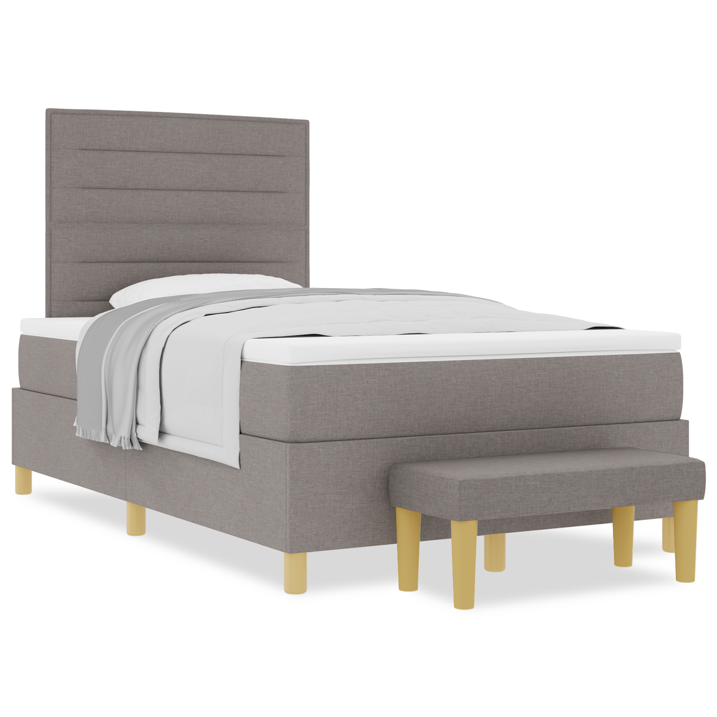Box Spring Seng Med Madras Gråbrun 120 X 200 Cm Stof