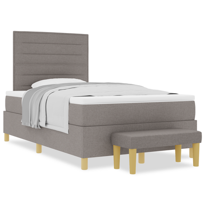 Box Spring Seng Med Madras Gråbrun 120 X 200 Cm Stof