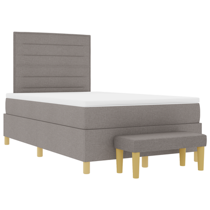 Box Spring Seng Med Madras Gråbrun 120 X 200 Cm Stof