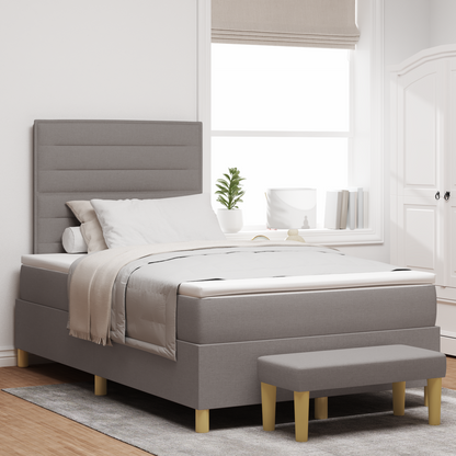 Box Spring Seng Med Madras Gråbrun 120 X 200 Cm Stof
