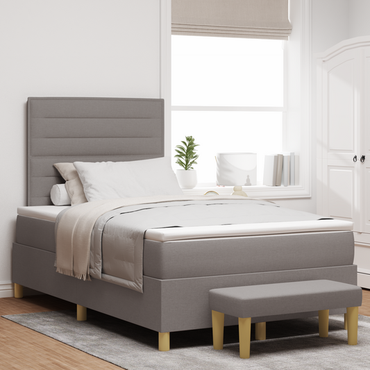 Box Spring Seng Med Madras Gråbrun 120 X 200 Cm Stof