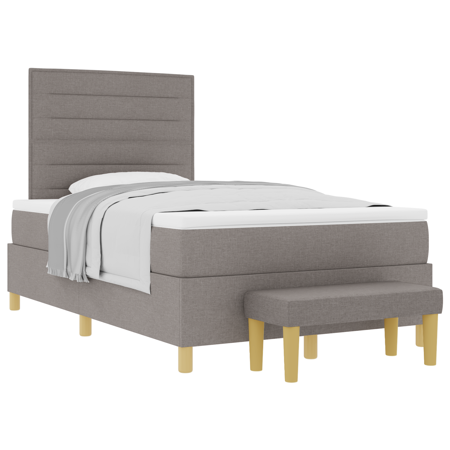 Box Spring Seng Med Madras Gråbrun 120 X 200 Cm Stof