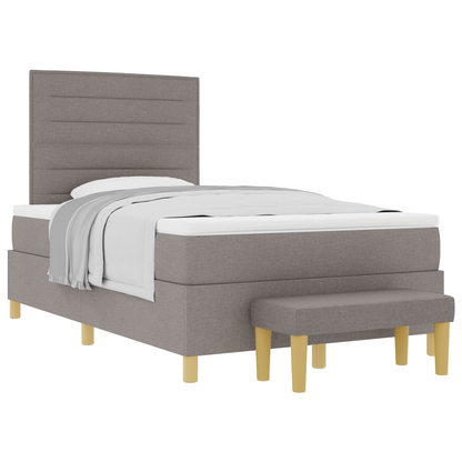 Box Spring Seng Med Madras Gråbrun 120 X 200 Cm Stof