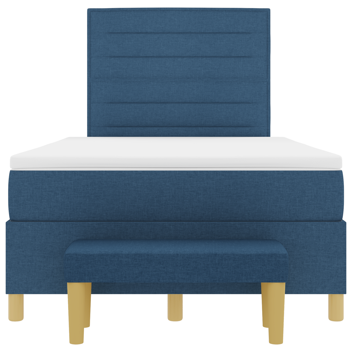 Box Spring Seng Med Madras Med Hovedgærde Blå 120 X 200 Cm Stof
