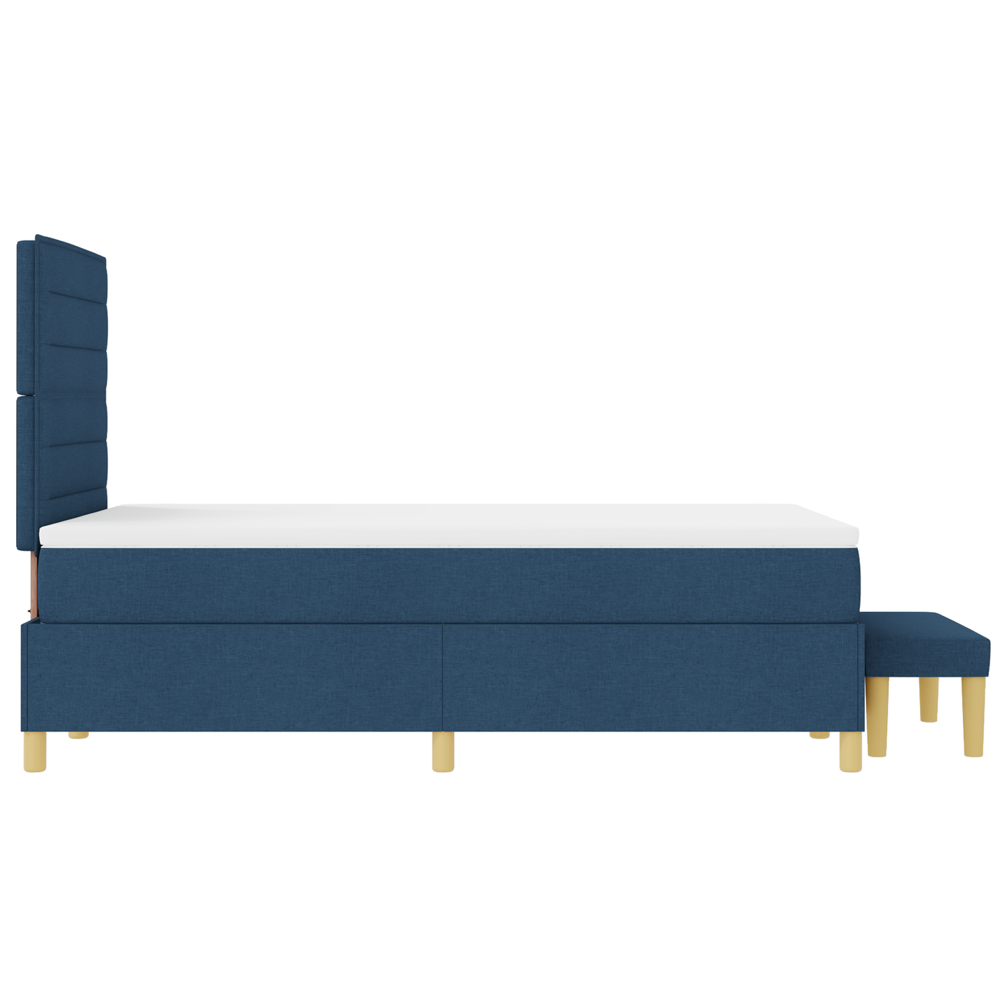 Box Spring Seng Med Madras Med Hovedgærde Blå 120 X 200 Cm Stof