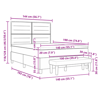 Box Spring Seng Med Madras Mørkebrun 140 X 190 Cm Stof