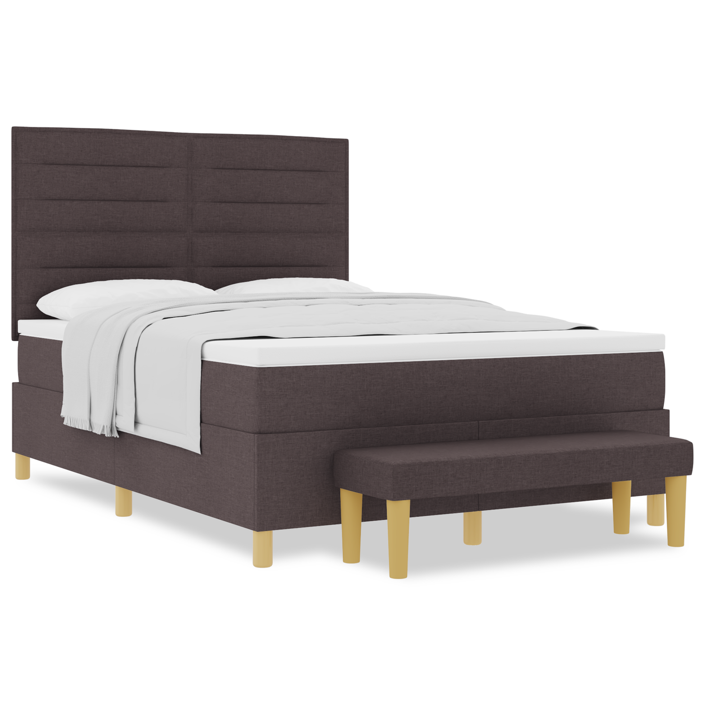 Box Spring Seng Med Madras Mørkebrun 140 X 200 Cm Stof