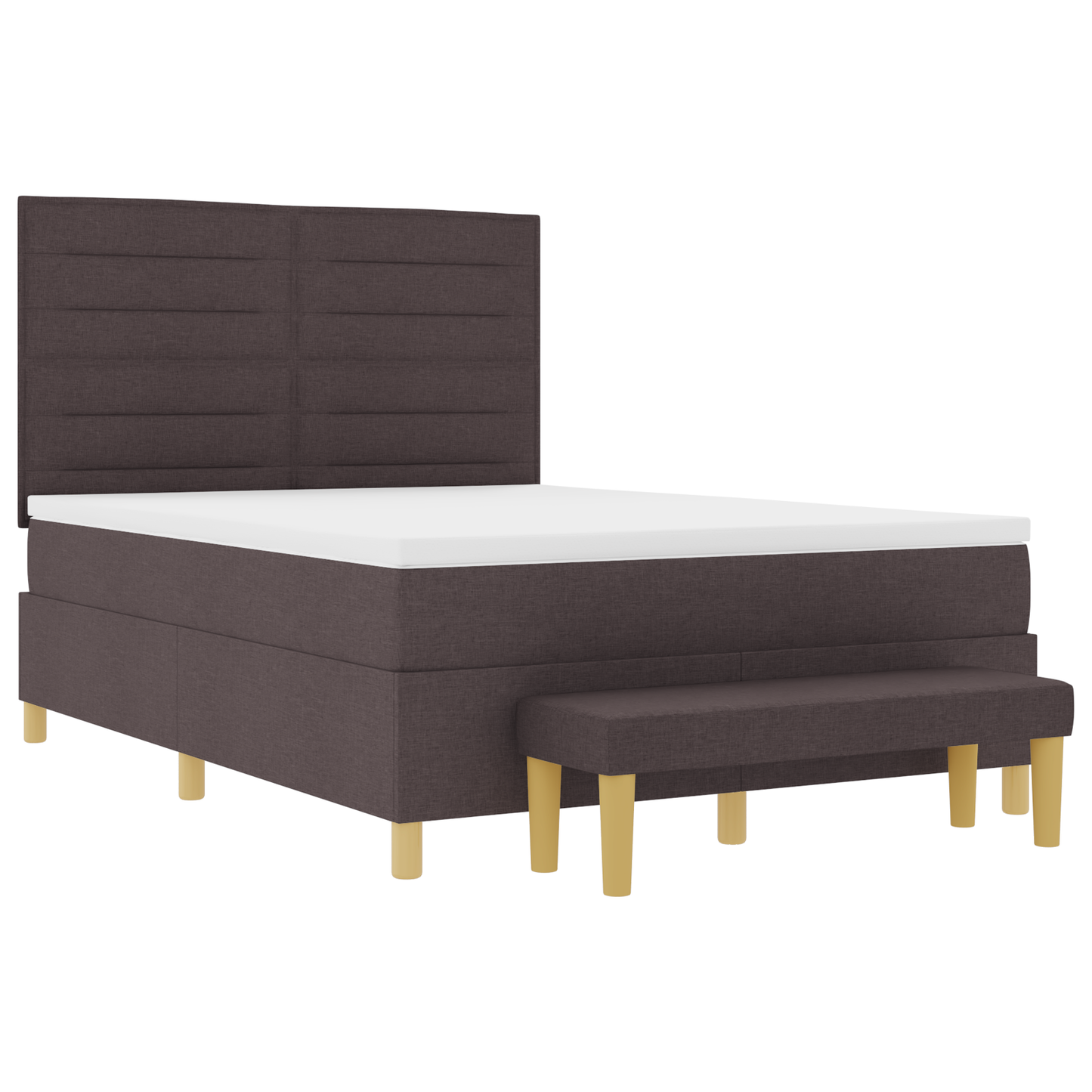 Box Spring Seng Med Madras Mørkebrun 140 X 200 Cm Stof