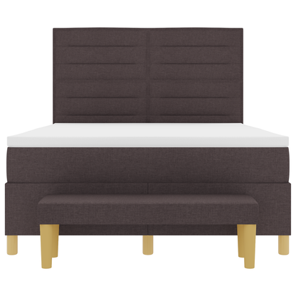 Box Spring Seng Med Madras Mørkebrun 140 X 200 Cm Stof