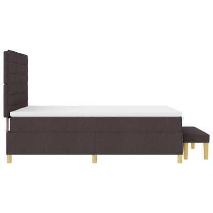 Box Spring Seng Med Madras Mørkebrun 140 X 200 Cm Stof