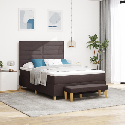 Box Spring Seng Med Madras Mørkebrun 140 X 200 Cm Stof