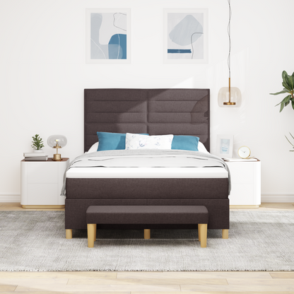 Box Spring Seng Med Madras Mørkebrun 140 X 200 Cm Stof
