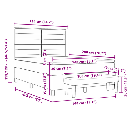 Box Spring Seng Med Madras Mørkebrun 140 X 200 Cm Stof