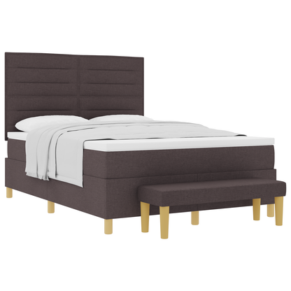Box Spring Seng Med Madras Mørkebrun 140 X 200 Cm Stof